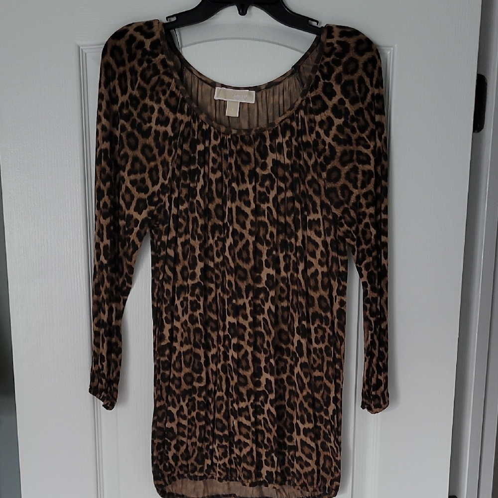 Michael Kors Brown Leopard Print Blouse
